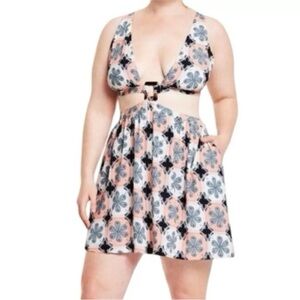 Agua Bendita x Target Women's Coral Tile Print Cut Out Mini Dress 1X